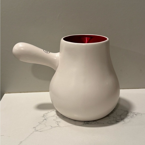 Rae Dunn White Cocoa Pot with Red Interior - Picture 6 of 9